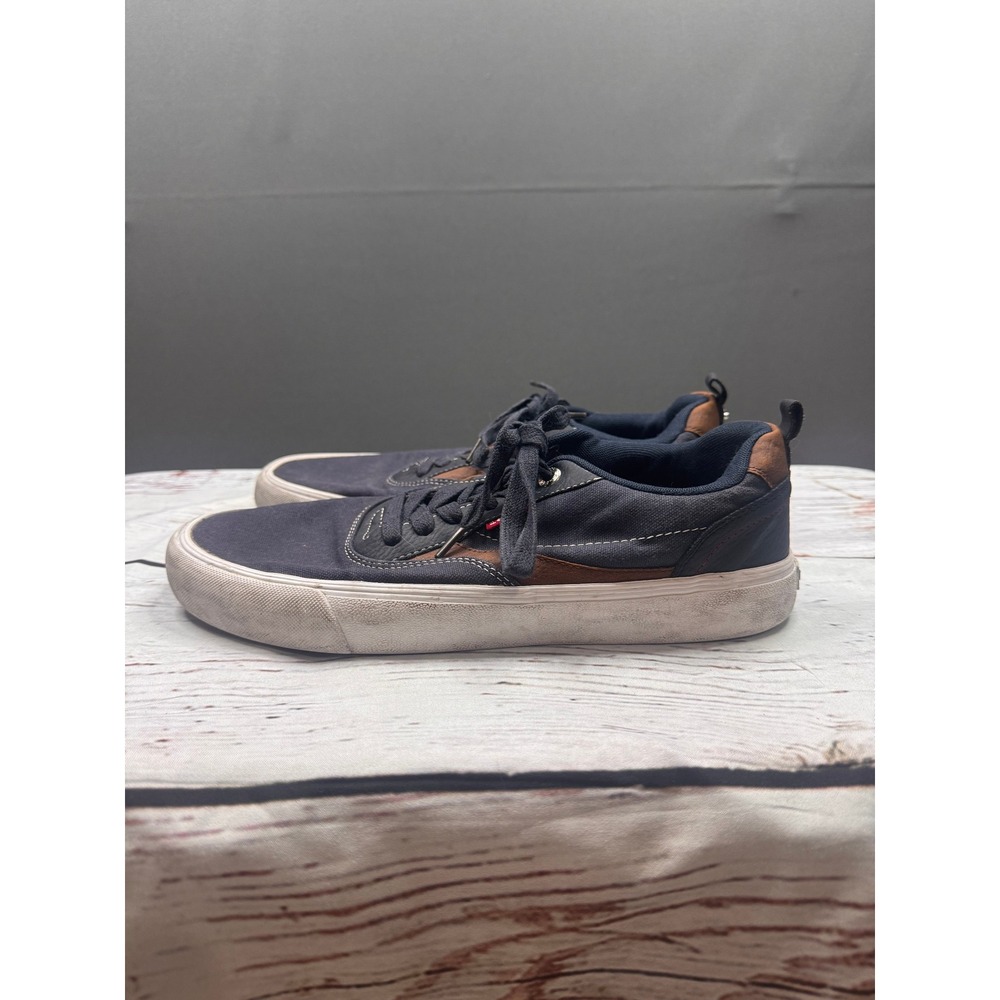Levis Men's Navy Blue Brown Textile Low Top Sneakers Size 9.5